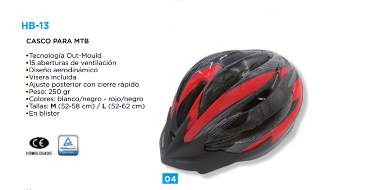 CASCO BICICLETA TKX ADULTO HB13 ROJO NEGRO Talla L(52-62)